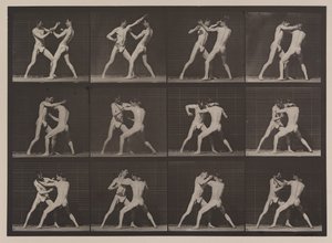 プレート番号340。ボクシング。開いた手（靴）、1887（コロタイプ） 作： Eadweard Muybridge